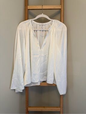Frame Denim Cream Tie-String Peasant Blouse